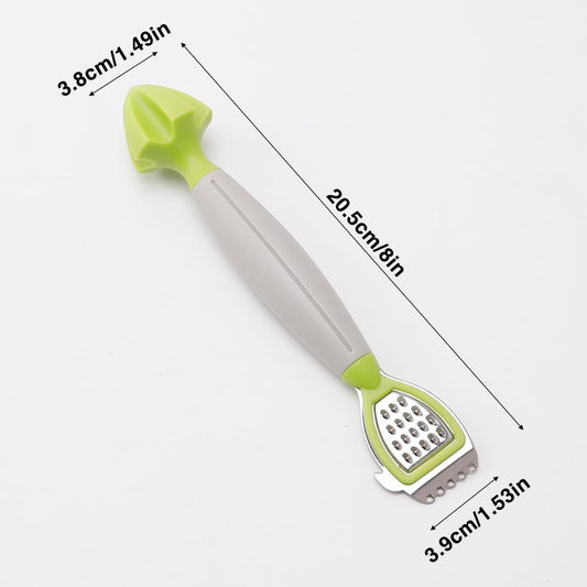 Sbuccia grattugia 3 in 1 in acciaio inox, per sbucciare limone, utensile da cucina per cocktail, lime e arance, gadget da cucina (grigio)