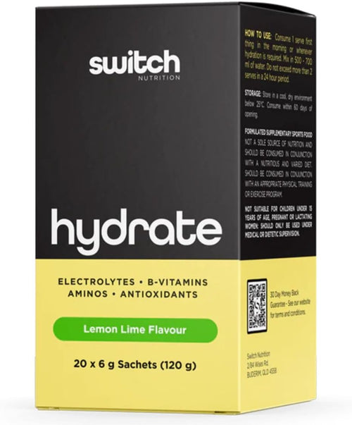 Switch Nutrition Hydrate 20 Sachets Lemon Lime