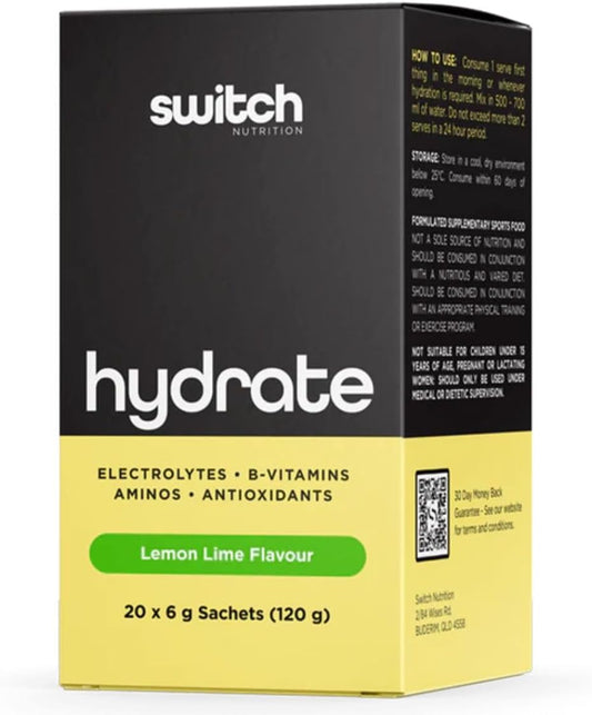 Switch Nutrition Hydrate 20 Sachets Lemon Lime