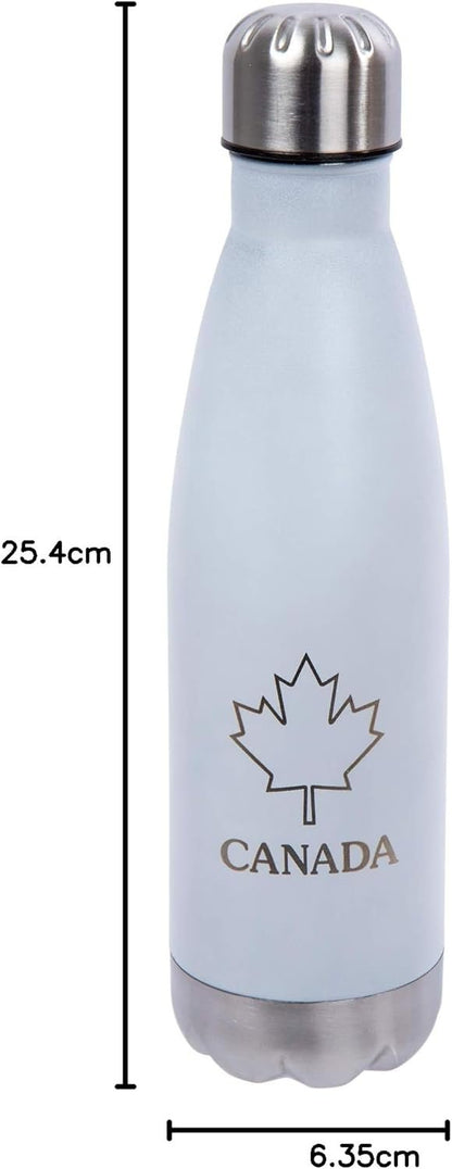 PURE Insulated Water Bottle, 500ml, White - Canada Classic Stainless Steel Metal Vacuum Thermal Leak Proof Water Bottles for Sports, Travel, Home and Office