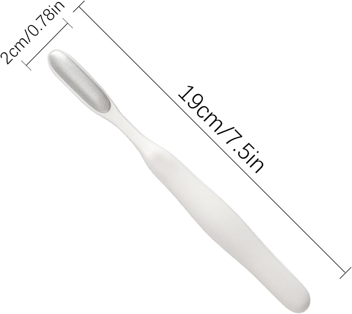 Foot File, Callus Remover, Reusable Stainless Steel, Cracked Skin Tool, Built-In Toe Cleaning Brush for Home or Salon Pedicure Care Routine, 7.4x0.7 Inches White 1 Piece
