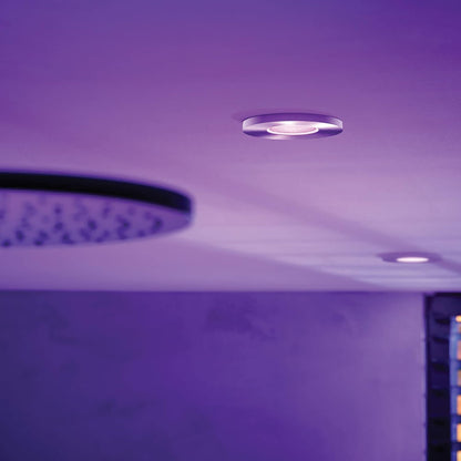 Philips Hue White and Color Ambiance Smart Xamento LED Recessed Spotlight for Bathroom (IP44), White or Coloured Light, GU10 Fitting, 5.7 W, Bluetooth, Dimmable, Chrome