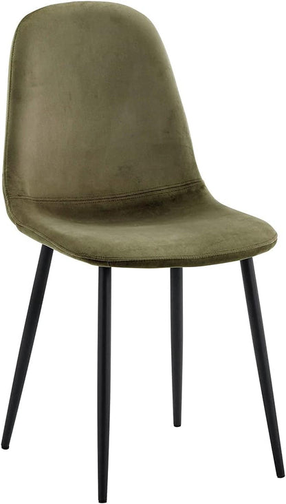 120cm Round Table w/ 4 Chairs Dining Set Velvet Fabric Indoor Furniture (Olive, Black Table)