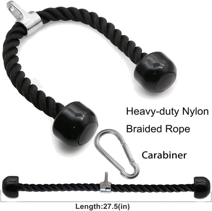 Tricep Rope Pull Down, Heavy Duty 27-inch Rope Length, Gym Accessories Coated Nylon Rope with Cast Steel Hook for Gym Workout Exercise