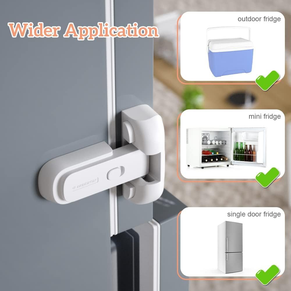 EUDEMON 1 Pack Updated Child Proof Refrigerator/Fridge/Freezer Door Lock Apply to Max 1"(25mm) Sealing Strip for Toddlers and Kids, no Tools Need or Drill (White)