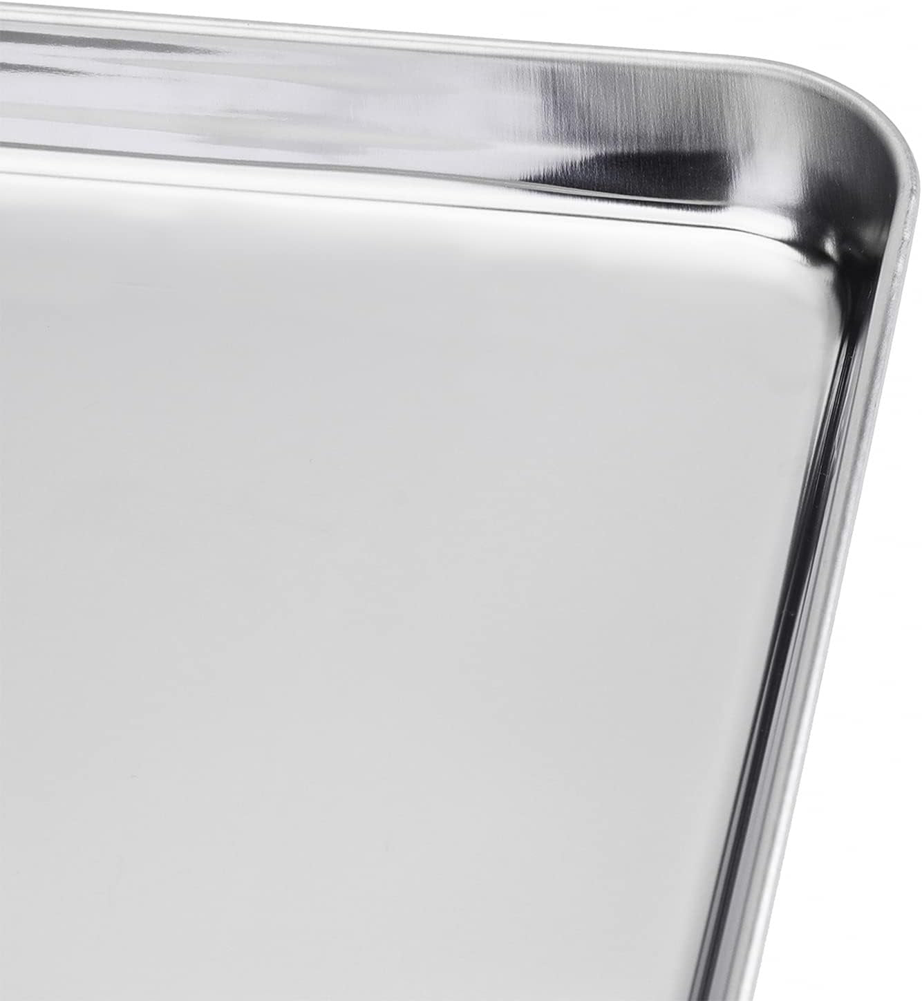 Suwimut Baking Sheet Set of 4, Heavy Duty Stainless Steel Baking Pans Tray Cookie Sheet, Toaster Oven Tray Pans Half Sheet Pan for Baking, Non Toxic, Easy Clean and Dishwasher Safe
