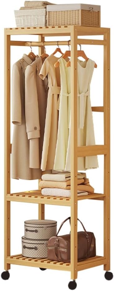 Generico Appendiabiti Mobile in bambù con vano portascarpe, Robusto Appendiabiti in Legno a 2 Livelli, Facile da Montare, per Camera da Letto e Soggiorno - Organizer Elegante e Funzionale