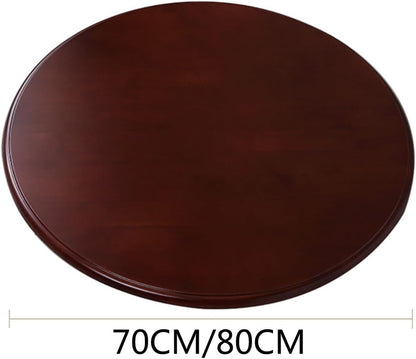 STVAZ Walnut/Red Brown Wooden Dining Table Round Table Turntable Household Rotating Disc Round Table Tabletop Turntable Rubber Wood Table Diameter 70CM 21.5in /80CM/31.8in(Reddish Brown,80CM)
