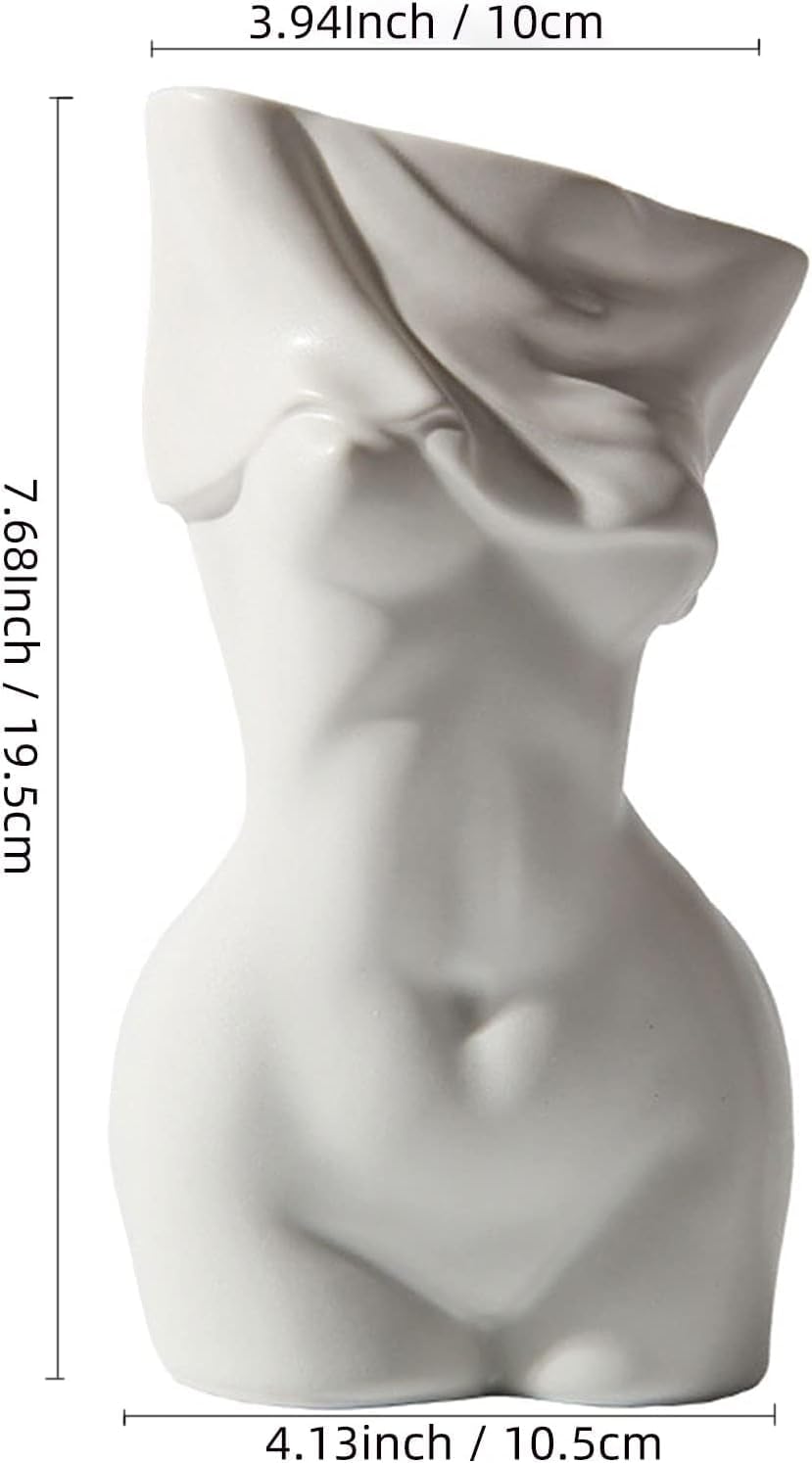 Feminine Body Vase Ceramic Female Undressing Vase, Modern Body Vase Creative White Vase for Living Room Bookshelf Home Decor