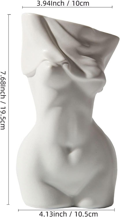 Feminine Body Vase Ceramic Female Undressing Vase, Modern Body Vase Creative White Vase for Living Room Bookshelf Home Decor