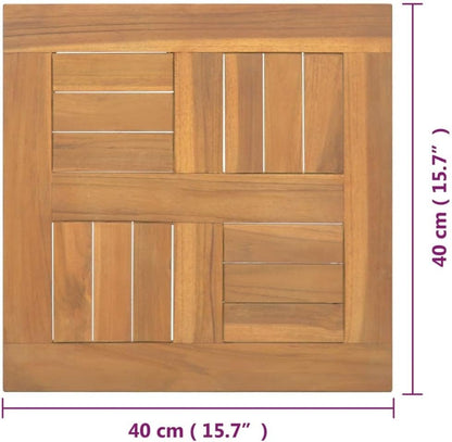 vidaXL Square Table Top 40x40x2.5 cm - Solid Teak Wood, Replaceable Table Top Suitable for Home and Commercial Use, Easy to Clean - Brown