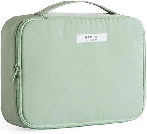 Aucuu Women Beauty Case Travel Cosmetic Organizer Travel Makeup Bag with Double Face Pocket Travel Toiletry Bag for Travel/Outdoor, #4 Green (M), M, Toiletry Bags