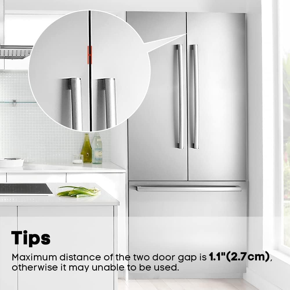 EUDEMON 2 Pack Childproof Refrigerator Lock, Baby Safety French Fridge Door Lock, Freezer Lock, Invisible Cabinet Cupboard Lock for Toddlers, Easy to Install, no Tools Need or Drill (Transparent)