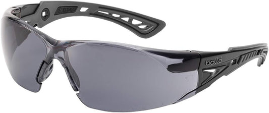 Bolle Safety Rush+ Safety Glasses, Black & Grey Frame, Smoke Lenses