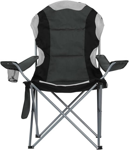 Weisshorn Set of 2 Camping Chairs, Outdoor Armchair Lounge Beach Chair Portable Folding Lightweight Camp Lounger Travel Hiking Fishing Picnic Gear, with Carry Bag Drink Holder Foldable Grey