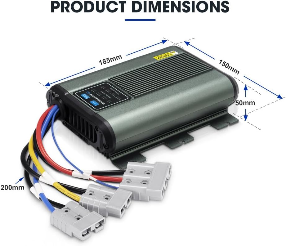 ATEM POWER 12V 25A DC to DC Battery Charger with Solar Input MPPT Controller for Lead Acid, AGM, Gel, Calcium, LiON Batteries, Multiple Protection Design On-Board Charger