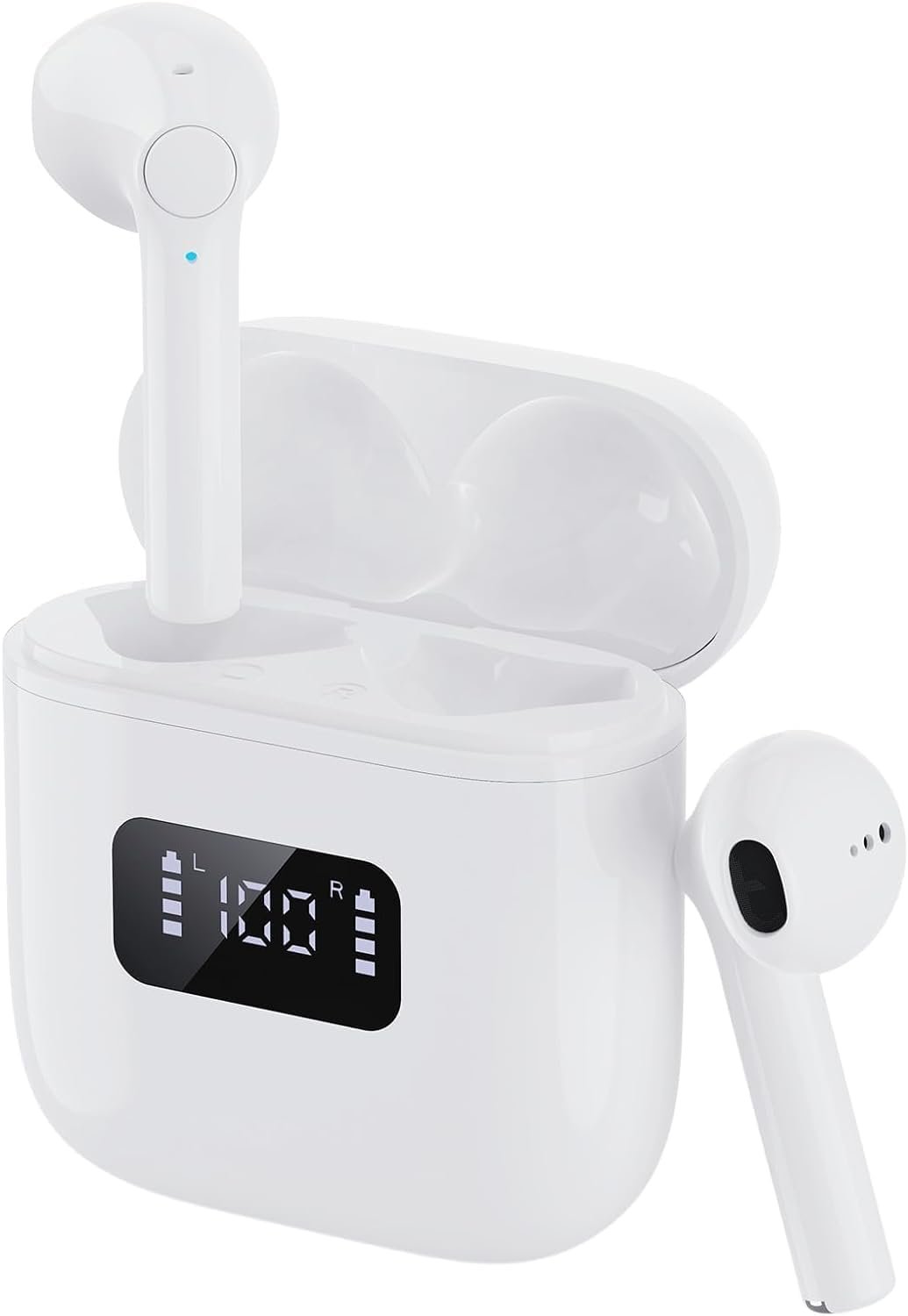 Wireless Earbuds Bluetooth 5.3 Hi Fi Stereo Noise Canceling in - Ear Headphones, Charging Case with Led Power Display, Touch Control, Waterproof,Compatible with Multiple Devices & for Sports