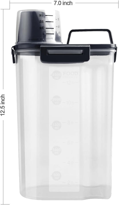 Uppetly Rice Airtight Dry Food Storage Containers, BPA Free Plastic Storage Bin Dispenser with Pourable Spout, Measuring cup for Cereal, Flour and Baking Supplies, Include a Stainless Steel Whisk