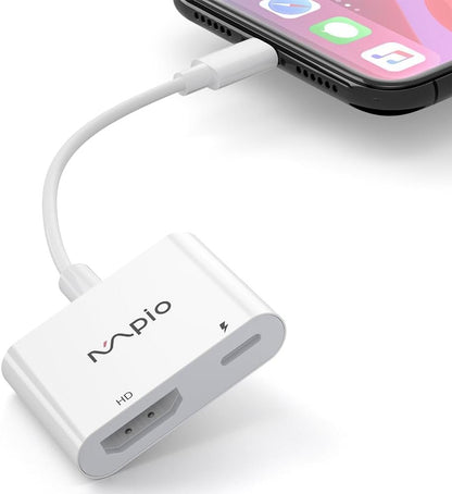 [Apple MFi Certified] Lightning to HDMI Adapter for Apple, Digital AV Adapter 1080P HD with Charging Port, Sync Screen Photo Audio Video to HDMI Cable for iPhone/iPad/iPod to HDTV/Projector/Monitor