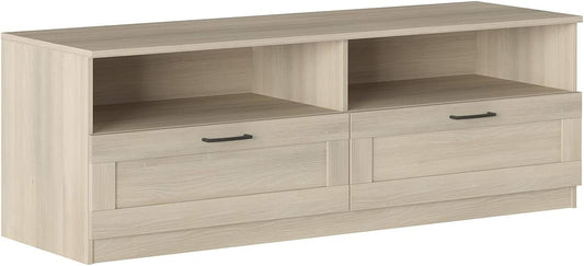 Iconico Home MIK Traditional TV Cabinet with 2 Drawers and Day Compartments, Living Room, Living Room, Bedroom, 160 x 44.5 x H 53.5 cm, Oak