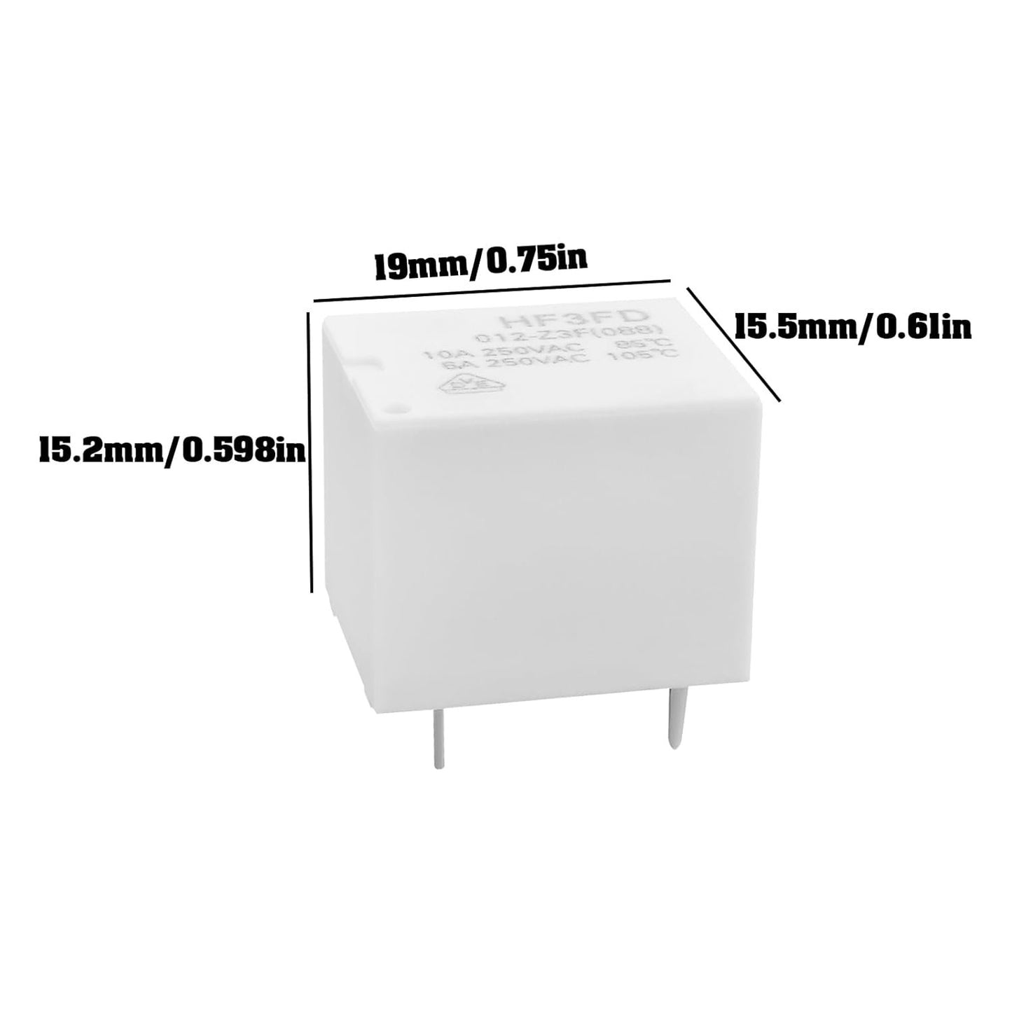 Micro Traders 2PCS 5-pin 10A 250VAC Relay HF3FD 012-Z3F Relay 12VDC Suitable for Industrial Automation Home Appliance Control Automotive Electronics