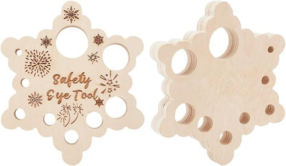 PH PandaHall 2pcs Snowflake Safety Eye Tool for Amigurumi, Safety Eyes Insertion Tool Wood Auxiliary Tool for Attaching Safety Eyes Washers Craft Eyes Tool for Crochet Stuffed Animal Eyes, 9 Holes: 6-29mm