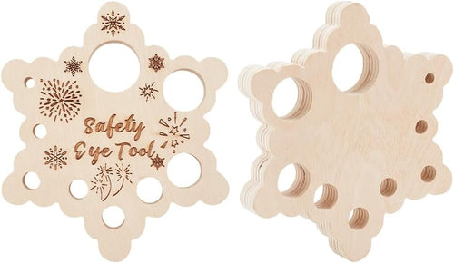 PH PandaHall 2pcs Snowflake Safety Eye Tool for Amigurumi, Safety Eyes Insertion Tool Wood Auxiliary Tool for Attaching Safety Eyes Washers Craft Eyes Tool for Crochet Stuffed Animal Eyes, 9 Holes: 6-29mm