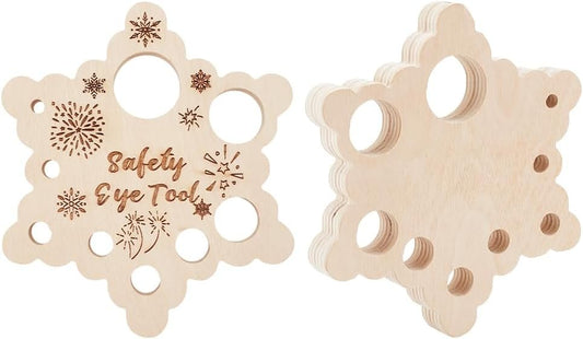 PH PandaHall 2pcs Snowflake Safety Eye Tool for Amigurumi, Safety Eyes Insertion Tool Wood Auxiliary Tool for Attaching Safety Eyes Washers Craft Eyes Tool for Crochet Stuffed Animal Eyes, 9 Holes: 6-29mm