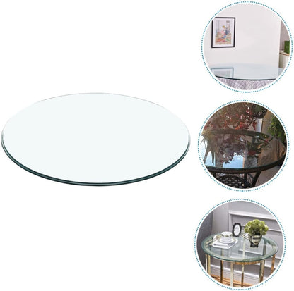 ANDRESLAD Round Glass Table Top Thickened Tempered Glass 38cm Diameter Shatterproof Easy to Clean Dining Table Top