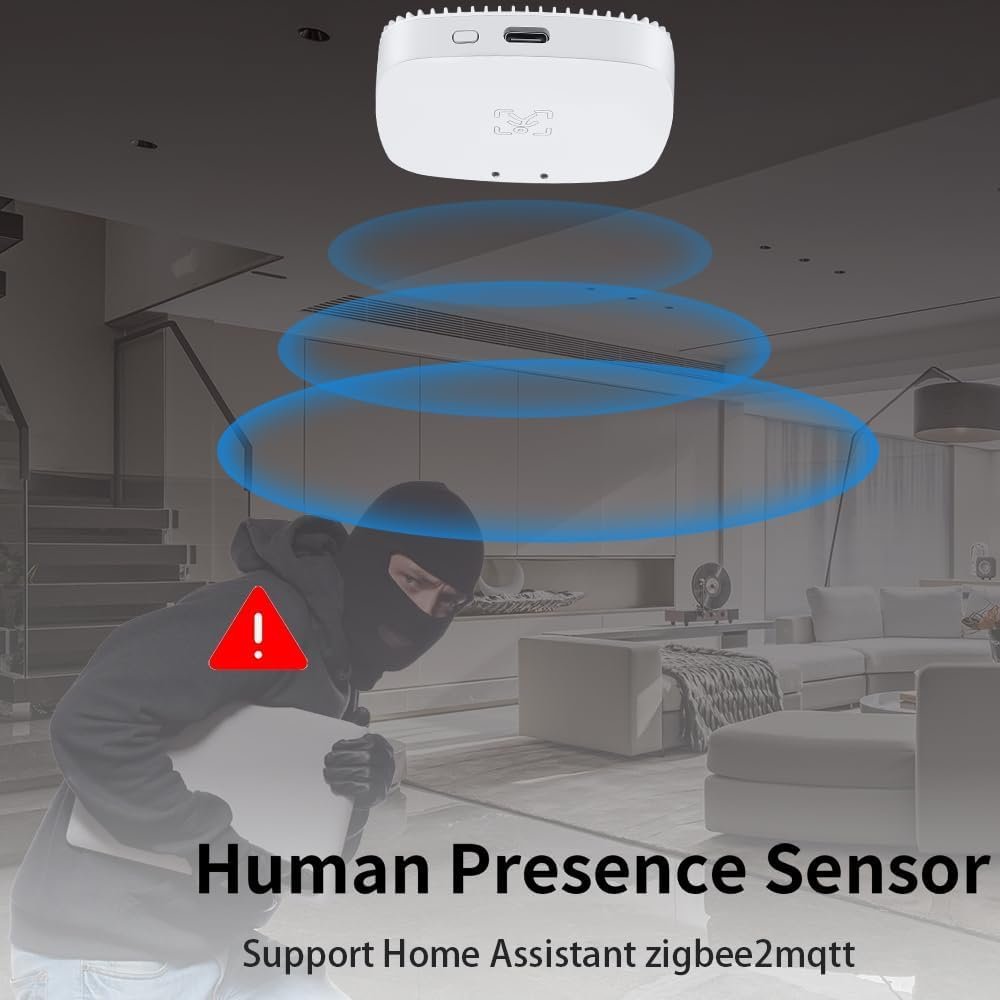MmWave Human Presence Sensor,Zigbee Millimeter Wave Radar PIR Wired Motion Sensor,Requires TUYA HUB,Support Home Assistant via Zigbee2mqtt,for Indoor Home Automation