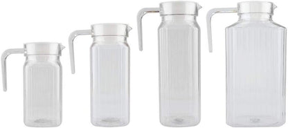 Water Juice Pitcher, 500ml Acrylic Beverage Drink Pitcher with Lid and Handle Ribbed Striped Juice Bottle Glassware Drinkware Water Ice Cold Dispenser for Bar Home Application