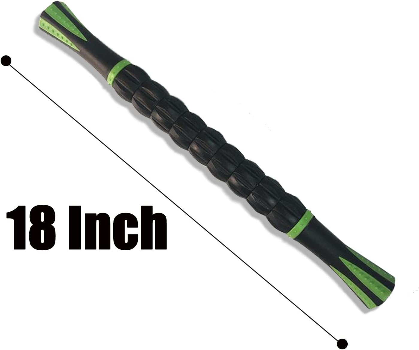Muscle Roller,Body Tool Massager.Athlete's Rear Leg Massager,Calf Roller with 9 Rollers and Non-Slip Handle for Relieving Muscle Soreness, Cramps and Tightness,Black Green