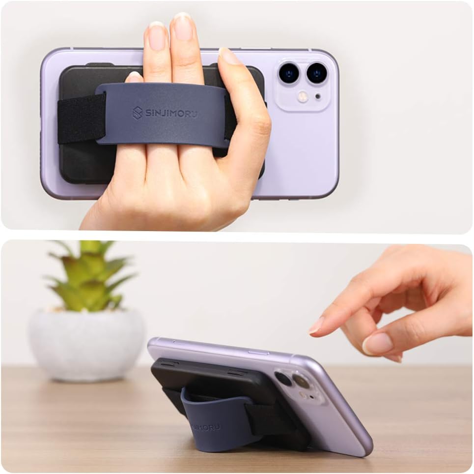 Sinjimoru Cell Phone Card Holder Wallet Case for Back of Phone, Secure Silicone Phone Stand. Card Zip 2 Black