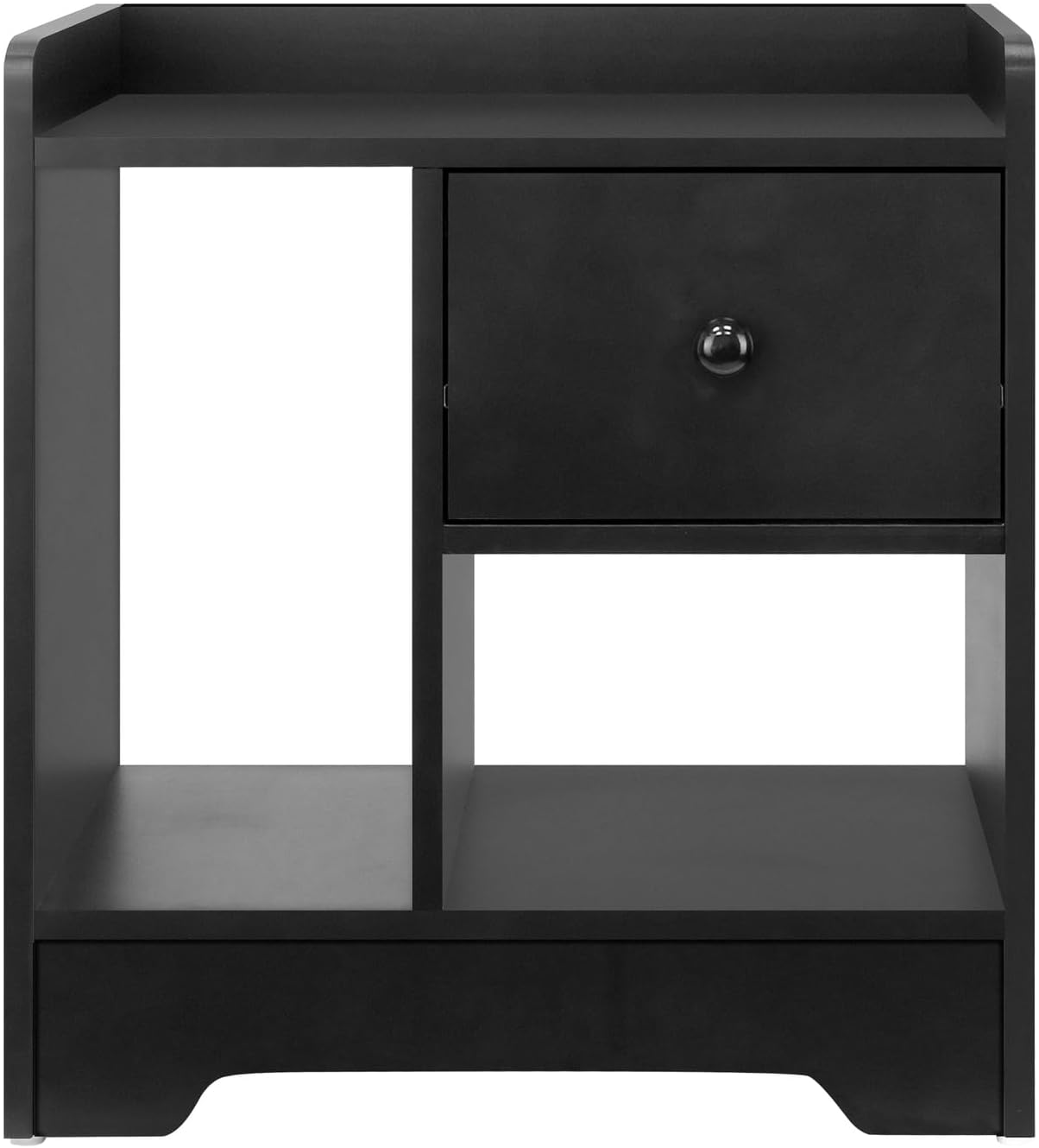 Oikiture Bedside Table with Drawer and Storage Space Side Table Nightstand Home Bedroom Furniture Black