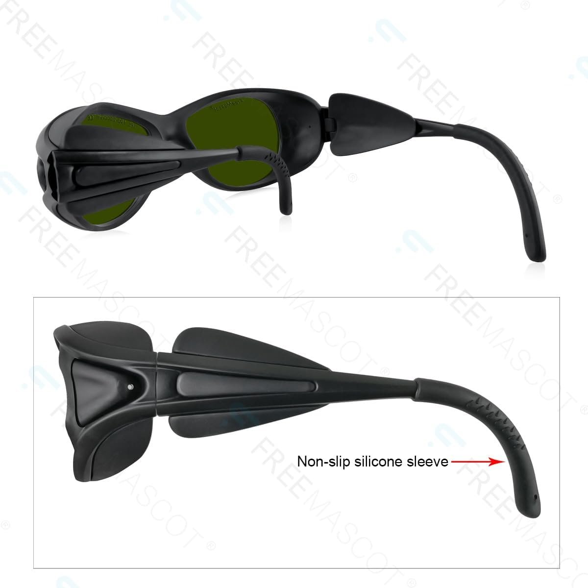 FreeMascot IPL Glasses 190nm-2000nm Laser Eye Protection Glasses for Tanning, Laser Hair Removal (Green)