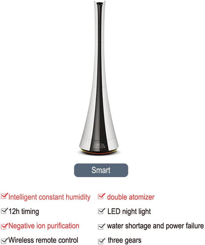 6L Floor-Standing Air Humidifier Household Mute Remote Control Bedroom Office High Capacity Aromatherapy Dual-core for Bedroom, Study, Office, Living Room, Bathroom, Yoga, SPA