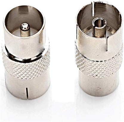2 Pack TV Male Aerial Coaxial Cable Adaptor to PAL Female 9.5mm TV Satellite Antenna RF Coax Adapter Connector (TV M-F)