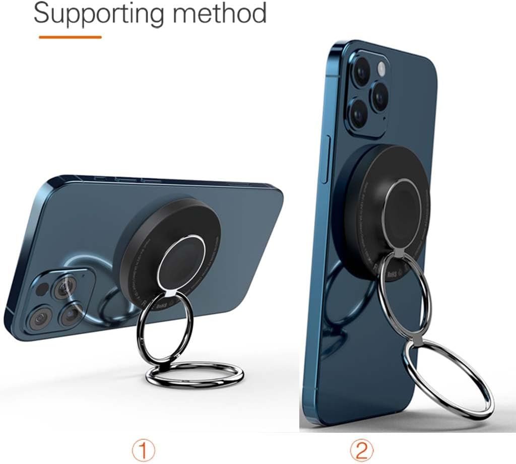 3 in 1 Magnetic Wireless 15W Fast Charger, Charging Station Compatible with iPhone iWatch AirPods Wireless Chargeable Phones, Phone Holder with Double Ring Kickstand (Black)