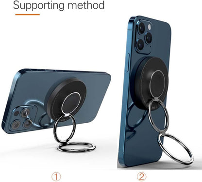3 in 1 Magnetic Wireless 15W Fast Charger, Charging Station Compatible with iPhone iWatch AirPods Wireless Chargeable Phones, Phone Holder with Double Ring Kickstand (Black)