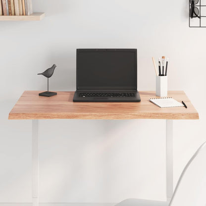 vidaXL Solid Oak Wood Table Top | Handcrafted with Live Edge | Versatile & Treated Surface | Light Brown | 80x50x2 cm