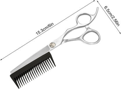 Forbici da Parrucchiere | Attrezzi Per Taglio Capelli | Forbici Sfoltitrici 2 in 1 con Pettine Rimovibile per Uomo Donna Taglio Capelli a Casa Viaggio Parrucchieri Salone Domestico Cura