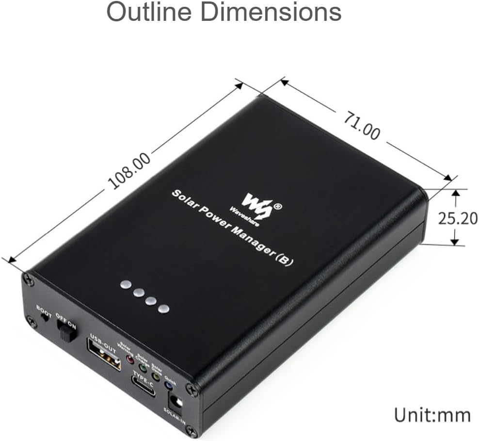 TUOPUONE Solar Power Manager (B) Supports 6V-24V Solar Panels Embedded 10000mAh Li-Po Battery Multi Protection Circuits
