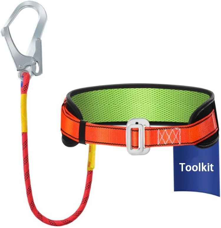 HPAMR Roof Safety Belt, Safety Belt with Adjustable Lanyard, Tree Climbing Harness Protective Gear, Single waist safety belt Ladder Safety Harness Personal Protection Fall Arrest Kit