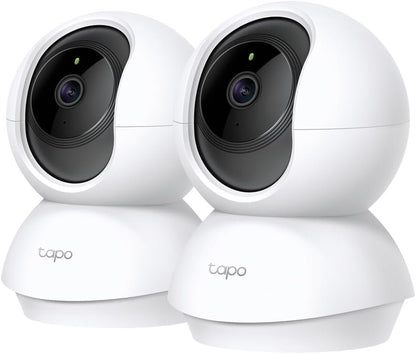 TP-Link Tapo Pan/Tilt AI Smart Home Security Wi-Fi Camera, Baby Monitor, 1080P, Motion & Person Detection, Night Vision, SD Card Slot, Voice Control, No Hub Required, 2-Pack (Tapo C200P2)