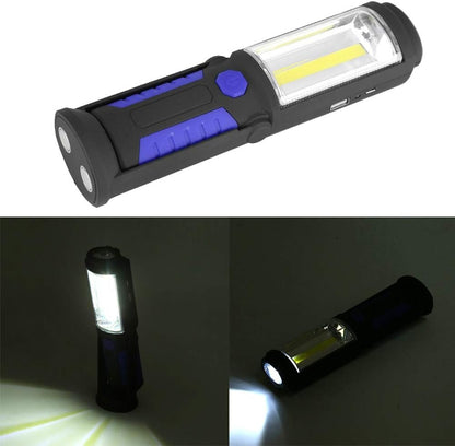 COB Work Flashlight, Rechargeable Handheld Flashlight, Super Bright LED Tactical Flashlight with Magnetic Base, Emergency Flashlight, Portable Flashlight for Camping Hiking (Blue)