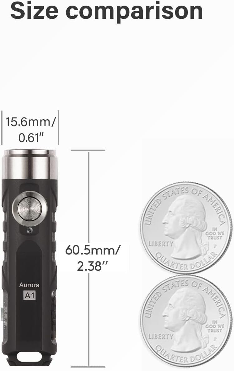 RovyVon Aurora A1 4th Generation Bright Mini Torch, 650 Lumen USB C Rechargeable Small Keychain Flashlight with Momentary On, Lockout Power Feature, for Camping, Hiking, Outdoors(Black)