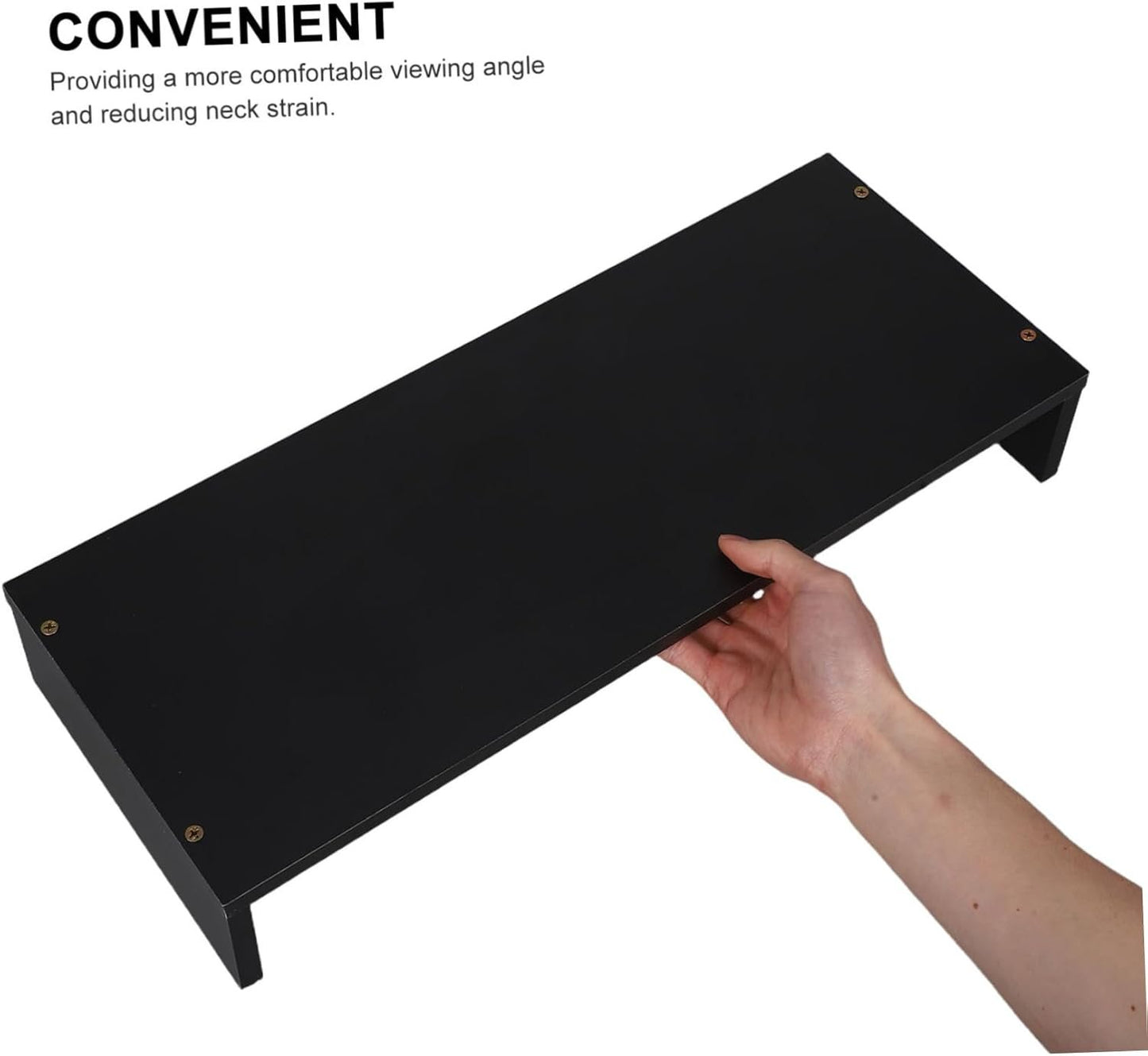 CAXUSD Desktop Computer Shelf Ergonomic Wood Monitor Stand Riser for Desk Printer Laptop Space Saving Organizer Slip Design Stylish