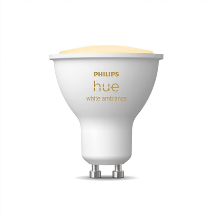 Philips Hue White Ambiance Single Smart Spotlight LED [GU10 Spotlight] - 350 Lumens (50W Equivalent). Compatible with Alexa, Google Assistant and Apple Homekit HUEWAGU10BTV2
