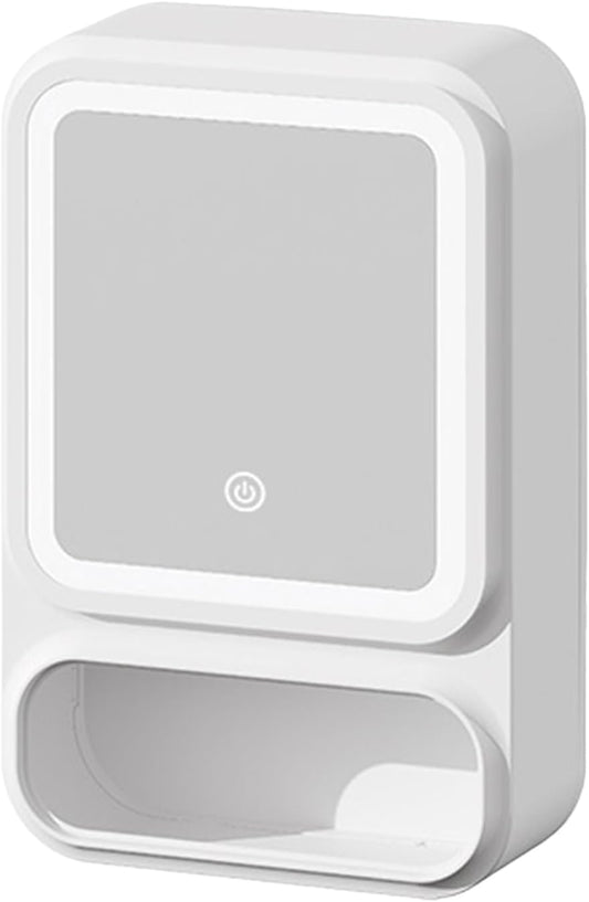 Uonguon Bathroom Mirror Cabinet, Mirror Storage, 16.54x11.02x4.53 inches Lighted Drawer with Magnetic Door Tissue Dispenser, Modern Wall Mounted Organizer for Shampoo and Makeup