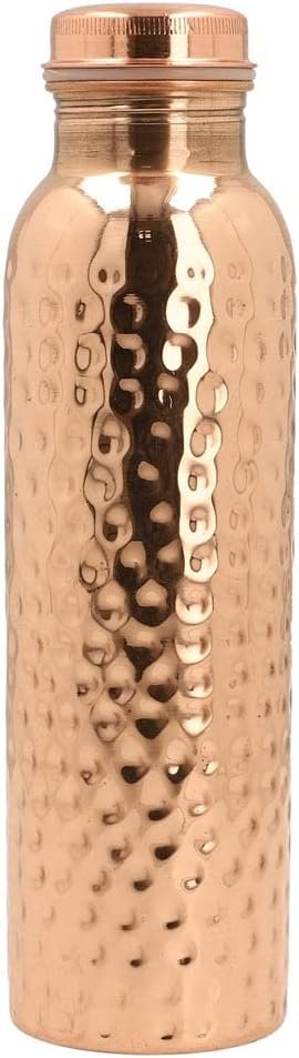 Hand Crunch Pure copper drinkware water dispenser - 8L- hammered finish- Pot ayurveda health healing 8 Liter storage capacity water container tank with 2 matching tumbler glasses & 1 copper Bottle